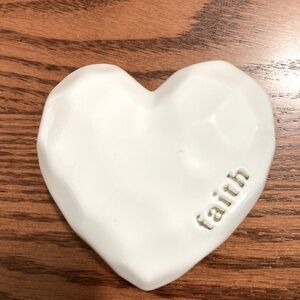 Faith-Inspired White Heart Ceramic Decor